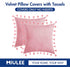 MIULEE Pack of 2 Velvet Soft Solid Decorative Throw Pillow Cover with Tassels Fringe Boho Accent Cushion Case for Valentine's Day Couch Sofa Bed 20 x 20 Inch Bright Pink