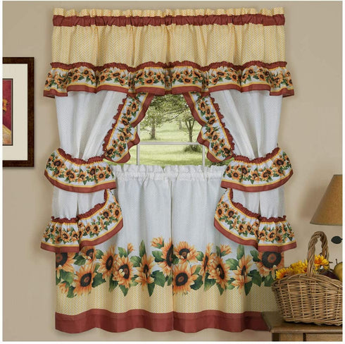 Achim Home Furnishings BSCS36SP12 , 57" x 36", Spice Black Eyed Susan Window Curtain Cottage Set, 57 inch x 36 inch, 57 x 36