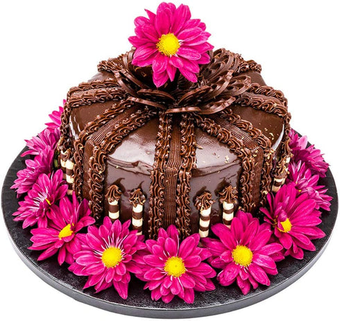 Pastry Tek 12 Inch x 1/2 Inch Thick Cake Drum, 1 Covered Edge Cake Board - Round, Grease Resistant, Black Cardboard Thick Cake Base, Durable, For Parties Or Catering - Restaurantware