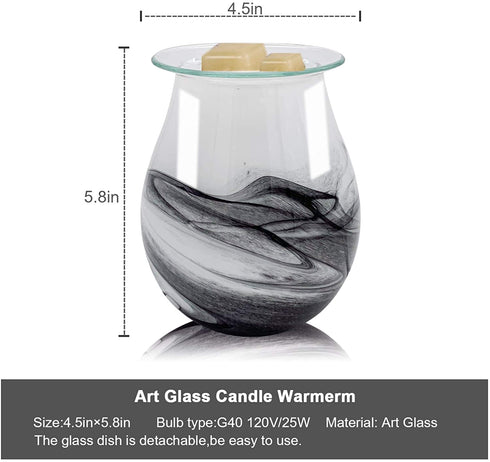 Leyoue Electric Wax Warmer Art Glass Scented Oil Warmer Tart Burner for Wax Melts Fragrance Candle Night Light Aroma Decorative Lamp for Gifts & Decor, Home, Office, Bedroom, Living Room