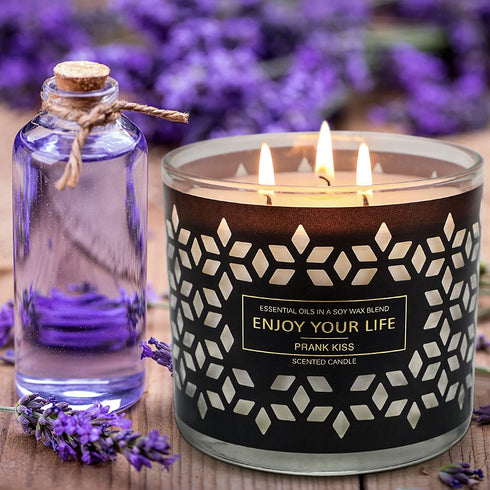 Candles for Home Scented, Lavender Scented Candles, Large 3 Wick Candle, 14.5Oz 125H, Ideal for Stress Relief, Bath, Yoga, Meditation, Gifts for Women Birthday, Mother's Day, Thanksgiving, Christmas