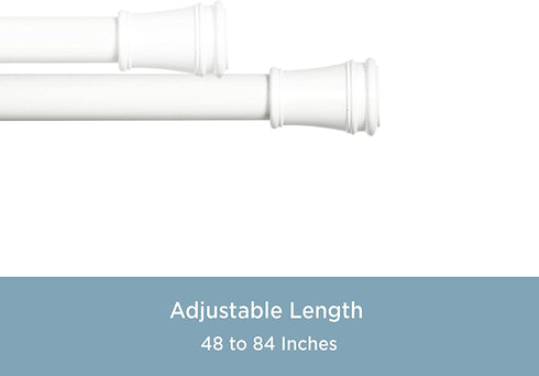 Kenney Rogers No Tools Tension Window Curtain Rod, 48-84, White