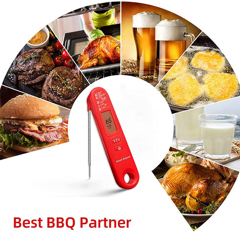 Smart Guesser Digital Meat Thermometer with Backlight for Kitchen Cooking-Instant Read Food Thermometer for Meat, Deep Frying, Baking,Grilling BBQ-Pink, (UIE-OT-104)