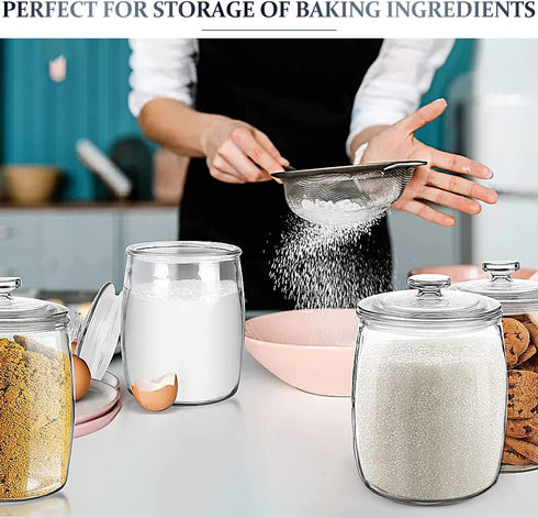 Folinstall 72 FL OZ Glass Jar with Lids, Glass Storage Canisters Great for Cereal, Candy, Sugar, Nuts, Flour, Chip and Cookies, Clear, 0.56 Gallon, 1 Pack
