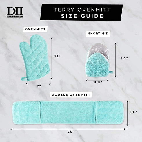 DII Basic Terry Collection 100% Cotton Quilted, Oven Mitt, Mineral Gray, 2 Piece