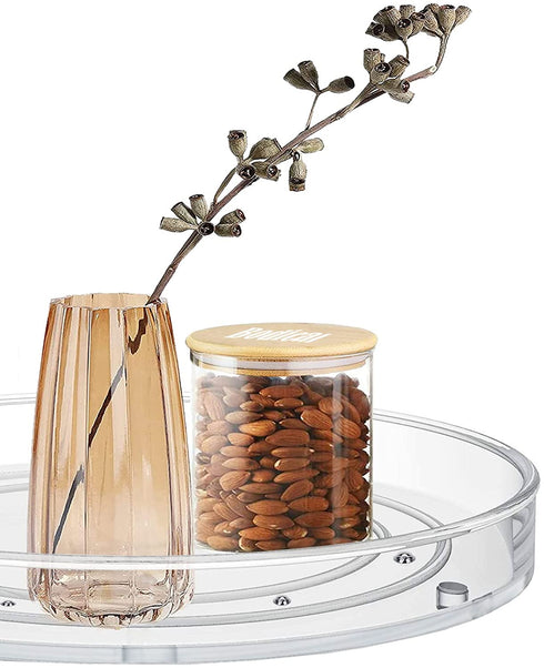 2 Pack Lazy Susan Organizer, 10.6" Clear Lazy Susan Turntable for Cabinet, Plastic Lazy Susan Cabinet Organizer for Pantry Organization and Storage/ 2Pack