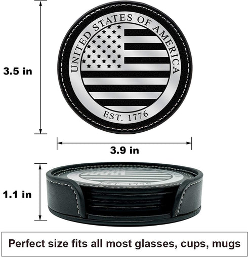 American Flag Coasters Set - 4 USA Drink Coasters for Home, Bar, Office or Car (American Flag)