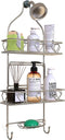 Upgraded! GeekDigg Bathroom Hanging Shower Head Caddy Organizer, Three Tier, Rust Proof Premium Hanger Design With Suction Cups, Hooks, Bath Room Caddies Hang on Showers Head, Shower Organizer, Silver