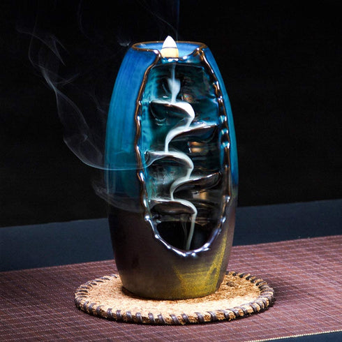 Attom Tech Home Back Flow Incense Burner, Ceramic Waterfall Incense Holder, Incense Ash Catcher