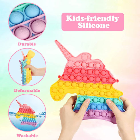 Big Plus Size Pop Purse Easter Gifts for Girls Pop Keychain Popper Unicorn Crossbody Bag Relieve Stress Sensory Pop Bubble Fidgets Toys Pack Game Popper Wallet Adjustable Shoulder Length Handbag