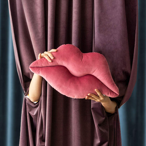 Ashler 3D Lips Throw Pillows Smooth Soft Velvet Insert Included Cushion for Couch Bed Living Room, Pink, 20 X 11 inches