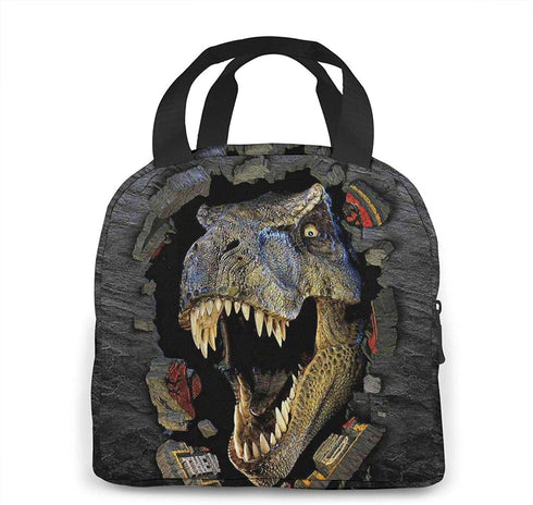 3d Dinosaur Lunch Bag for Men Women Insulated Lunch Box with Front Pocket for Work Reusable Cooler Tote Bag for Office School Picnic Hiking Beach