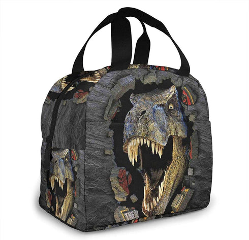 3d Dinosaur Lunch Bag for Men Women Insulated Lunch Box with Front Pocket for Work Reusable Cooler Tote Bag for Office School Picnic Hiking Beach