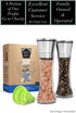 HOME EC Premium Stainless Steel Salt and Pepper Grinder Set of 2 - Adjustable Ceramic Sea Salt Grinder & Pepper Grinder - Tall Glass Salt and Pepper Shakers - Pepper Mill & Salt Mill W/Funnel & Ebook