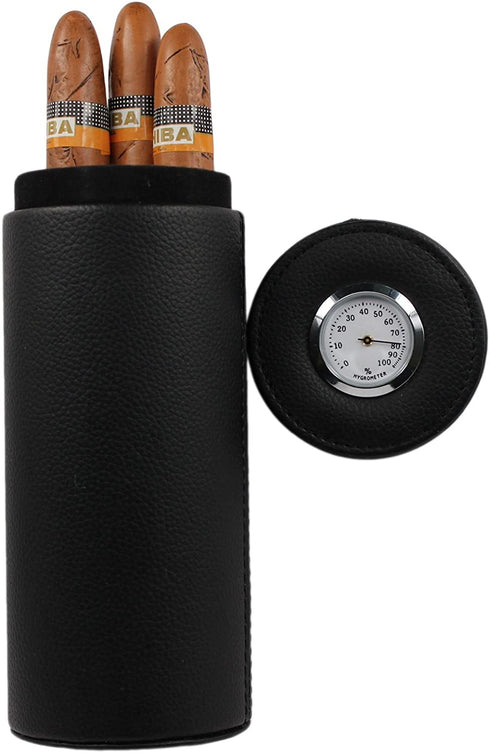 AMANCY Popular Cedar Wood Lined Portable Travel Leather Cigar Humidor Case,Packed by Nice Gift Box