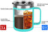 2 Pack Stainless Steel Coffee Mugs with Handle, 12Oz Insulated Coffee Mug, Double Wall Vacuum Insulated Camping Mug with Lid, Thermal Coffee Mug for Coffee, Tea, Hot and Cold Drinks (Aqua Blue)