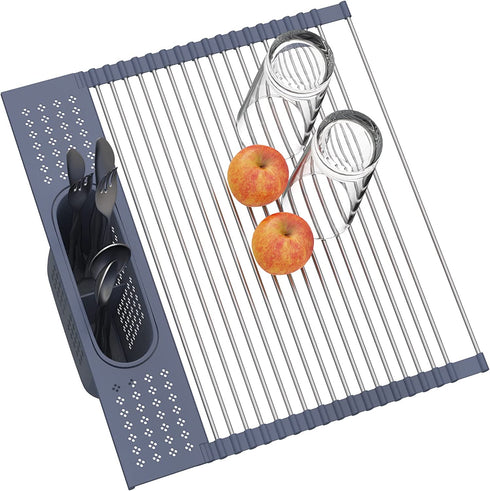 Fixparts Roll Up Dish Drying Rack Over The Sink Dish Drying Rack,Multi-Purpose Kitchen Rolling Dish Drainer Foldable SUS304 Stainless Steel Dish Drying Rack?17.5" x 15.2"?