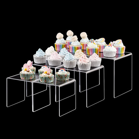 CECOLIC Clear Acrylic Riser Display Stand, Acrylic Display Riser Stand Shelf for Pops Figures, Amiibo, Jewelry, Candy, Cupcake, Dessert (5x6x7'')