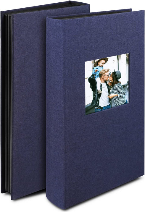 NESCL Photo Album 4x6 Photos Hold 408 Slip-in Acid-Free Black Pockets Picture Book, Linen Cover Small Photo Albums for Wedding Anniversary Family Baby Vacation Christmas Gifts (Blue)