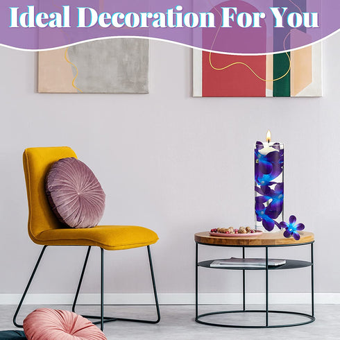 Blue Purple Faux Flowers Blue Orchid Flower Vase Fillers Faux Purple Orchid Wedding Table Centerpieces Filling for Floating Candles Wedding Birthday Party Table Decorations (16 Pieces)