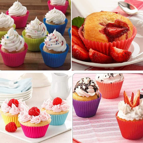 20 Pcs Silicone Baking Cups Reusable Cupcake Liner, Food Grade Safe BPA Free Non Stick Muffin Liners For Baking Cupcake Mold, 4 Shape Multicolor