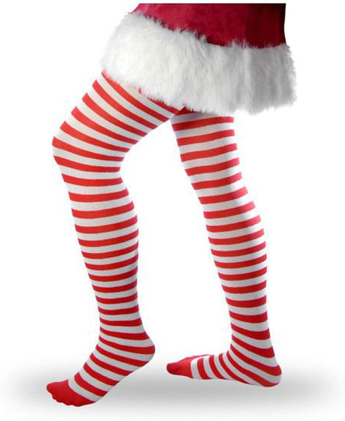 Adult Tights: Red And White Striped