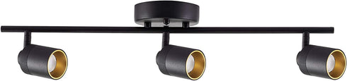 VidaLite LED Track 7W Three Bulb Fixed Rail Ceiling Lighting with Rotating Heads 3000K Modern Interior Spotlight for Kitchen Art and Living Room, 2450 Lumens, 3, Black