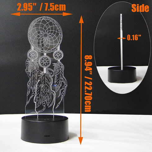 YAOFAR Dream Catcher Night Light LED 3D Illusion USB Dreamcatcher Lamp Present Birthday Gift for Baby Toddler Boy Girl Kid Mother Nursery Bedroom Room Decor (Dream)