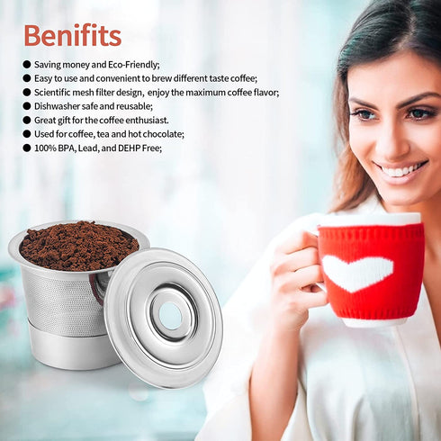 Reusable K Cups Coffee Pod Filters for Keurig 2.0 & 1.0 Single Cup Coffee Makers, Universal Refillable KCups, Keurig filter, Reusable Kcup, K-cups Reusable Filter (1)