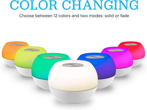 Enbrighten Color-Changing LED Lamp, Modern Night Light, Dimmable White & Vibrant RGB, Touch Sensor On/Off, Compact, Ideal for Bedside, Office, Dorm, Kid's Room, White, 49078