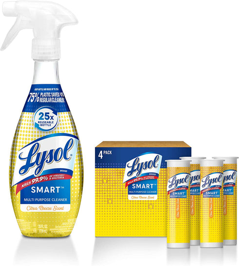 Lysol Smart Multipurpose Disinfecting Spray Cleaner Kit, Citrus Breeze, For Disinfecting & Cleaning, 5pc Set‹, Packaging May Vary