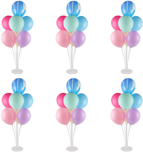 6 Sets 30" Height Table Balloon Stand Kit for Birthday Decorations, Wedding Decorations, party Decorations ,Clear Table Desktop Balloon Holder with 11 Balloon Sticks, 7 Balloon Cups and 1 Balloon Base