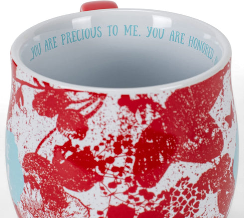 You Are Loved Crimson Floral 13 Ounce Ceramic Mug