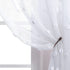 White Boho Curtains 96 Inches Long for Living Room Set 2 Panels Pocket Semi Sheer Pretty Crinkle Pom Dot Floral Curtains for Front Windows Aesthetic Bedroom Girls Decorations Decor 8 FT Floor Length