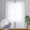 White Boho Curtains 96 Inches Long for Living Room Set 2 Panels Pocket Semi Sheer Pretty Crinkle Pom Dot Floral Curtains for Front Windows Aesthetic Bedroom Girls Decorations Decor 8 FT Floor Length