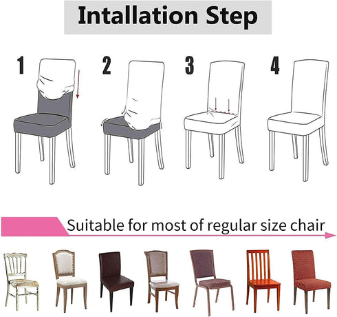 TMEOG 4/6Pcs Chair Cover Stretch Removable Washable Armless Dining Room Chair Protector Cover Seat Slipcovers Solid Color/Printed for Hotel,Ceremony,Banquet,Kitchen,Restaurant,Home