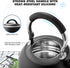 Suyika Tea Kettle Stovetop 3 Quart Stainless Steel Whistling Tea Pots for Stove Top with Cool Touch Ergonomic Handle Teapot - Black