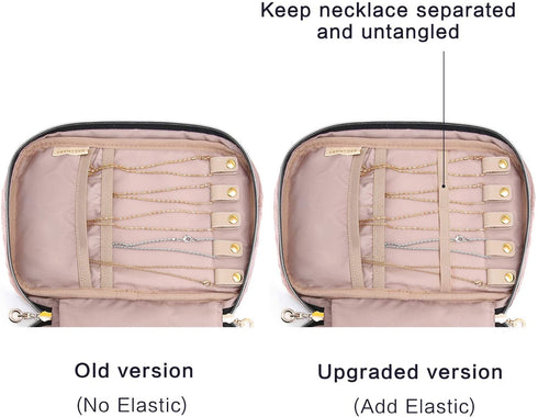 BAGSMART Jewelry Organizer Case Travel Jewelry Storage Bag for Necklace, Earrings, Rings, Bracelet, Soft Pink