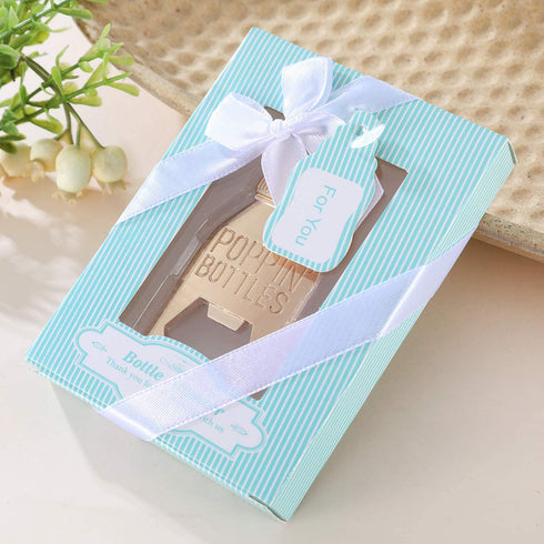 12pcs Poppin Bottle Opener Baby Shower Favor Gifts for Boy Girl with Exquisite Packaging Box Wedding Favor For Guests Baby Shower Souvenirs Party Supplies by WeddParty (New Blue)