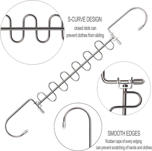 GEFTOL Metal Space Saving Hangers 12 Slots New Version Hanger Magic Cascading Hanger Closet Wardrobe Clothes Organizer(12 Pack)