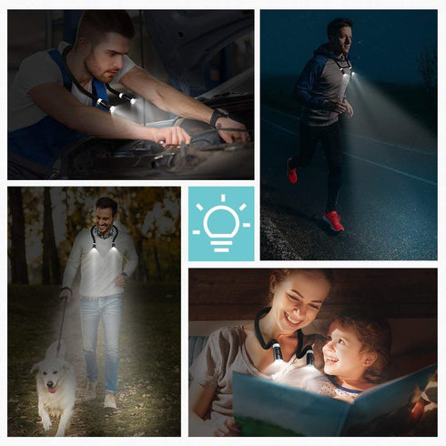 LED Book Light Reading Light Neck Hug Light Knitting Lamp with 4 LED Hands Free 3 Adjustable Brightness Flexible Portable for Craft Reading Walking