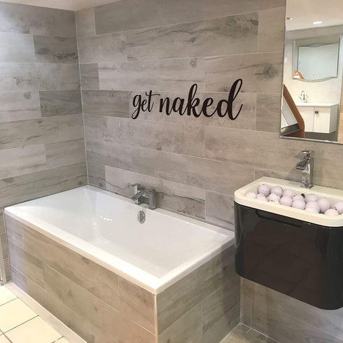 Qmetalart Bathroom Wall Decor Metal Letters for Home Black Words Signs Wall Decorations Get Naked for House Warming, Wedding, Anniversary and Bridal Shower Gifts