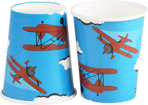 Airplane Party Supplies ? Serves 24 ? Includes Plates, Knives, Spoons, Forks, Cups and Napkins. Perfect Airplane Party Pack for Kids Airplane Themed Parties.