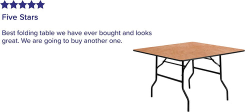 Flash Furniture 4-Foot Square Wood Folding Banquet Table