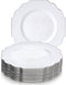 WEDDING DESSERT PLATES DISPOSABLE | Baroque Collection White | 10 PC - 6.5?