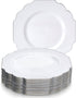 WEDDING DESSERT PLATES DISPOSABLE | Baroque Collection White | 10 PC - 6.5?