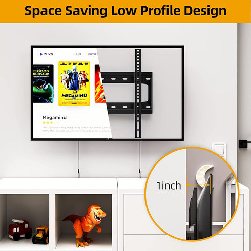 HOME VISION TV Wall Mount Fixed,Low Profile TV Mount,Wall Mount TV Bracket for Most 26-55 inch TVs with Max VESA 400X400mm up to 99lbs Fits 16'' Wood Studs,Quick Release Lock