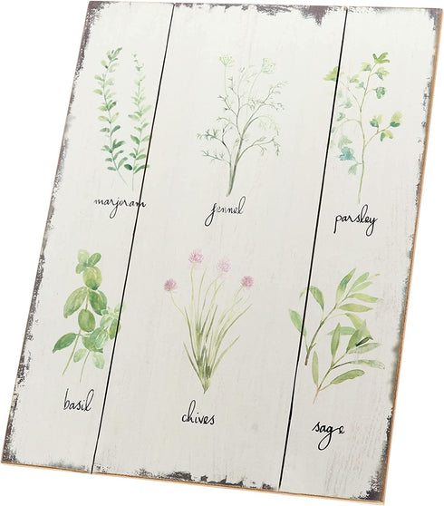 Barnyard Designs Kitchen Herbs and Spices Wooden Plaque Botanical Print Sign Rustic Country Farmhouse Wall Art Decor 15.75 x 11.75
