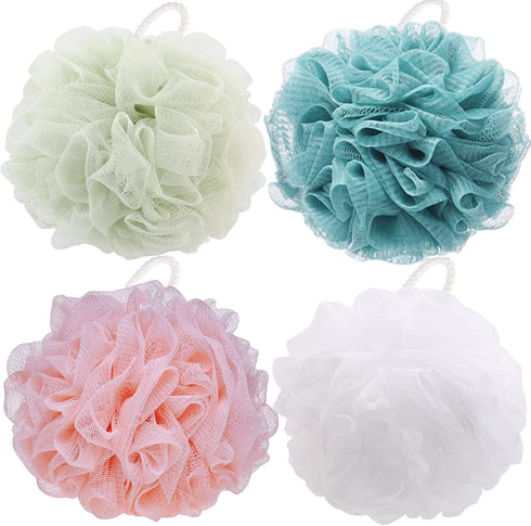 4 Pieces Bath Loofahs Body Puffs for Shower, 60g/pcs Shower Sponges Loofah Sponges Exfoliating