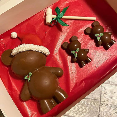 Bear Chocolate Silicone Molds, Large (7.6 inch X 5.1 inch) 3D Breakable Tedddy Bear Chocolate Mold with 2 Hammer, Bear Candy Molds for Mousse Cake, Gummy Bear Dessert Baking Jello Birthday Christmas